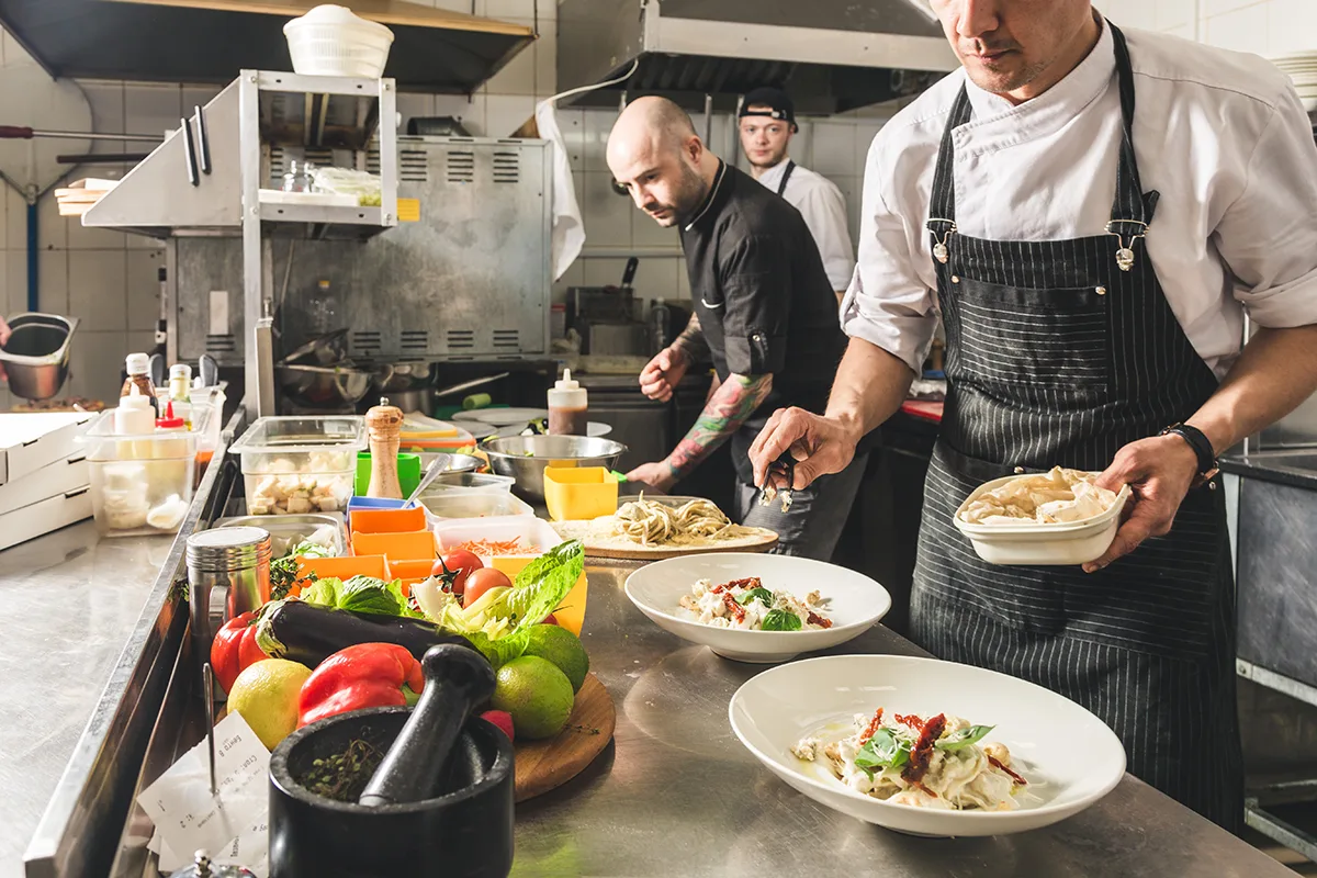 Chefs in restaurant kitchen